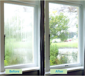 Condensation before and after Ecoease glazing panel